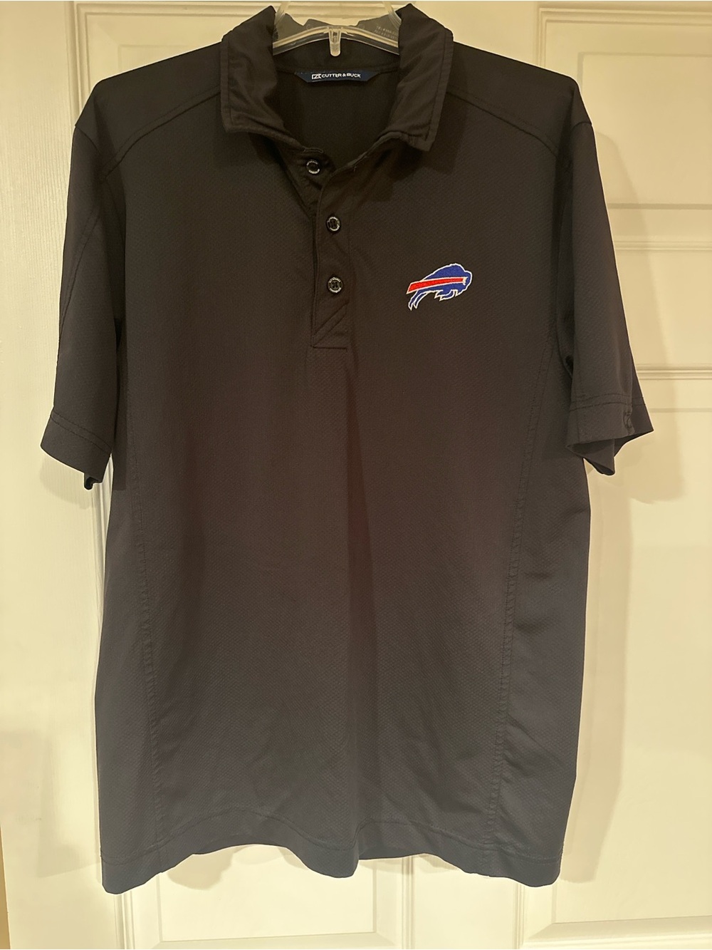 Cutter & Buck Men's Black Short-Sleeve Polo with Buffalo Bills Logo